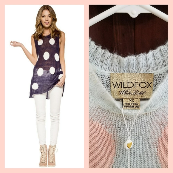 Wildfox Couture Polka Dot Knit Muscle Tunic Tank - Picture 1 of 5